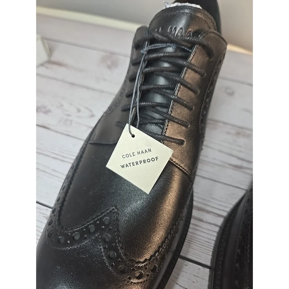 Cole Haan ME Wing Oxford Mens Black Leather Almond Toe Dress Shoes Sz 10.5